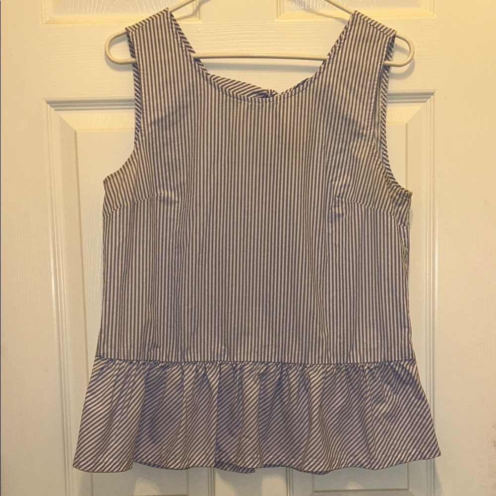 J. Crew Lightweight Striped Sleeveless Peplum Top